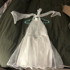 ODYSSEY ORGANZA HALTER MINI DRESS - WHITE